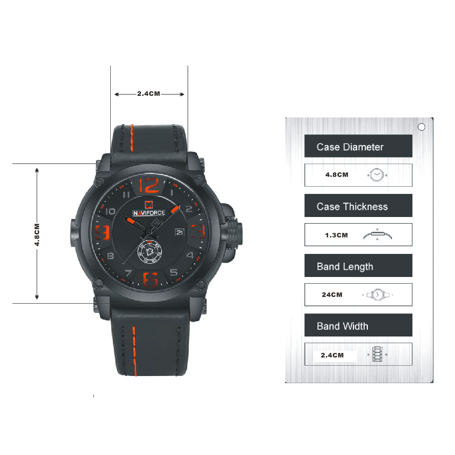 NAVIFORCE NF9099 Men Sport Fashion Leather Band Analog Quartz Watch | BigBuy360 - bigbuy360.vn