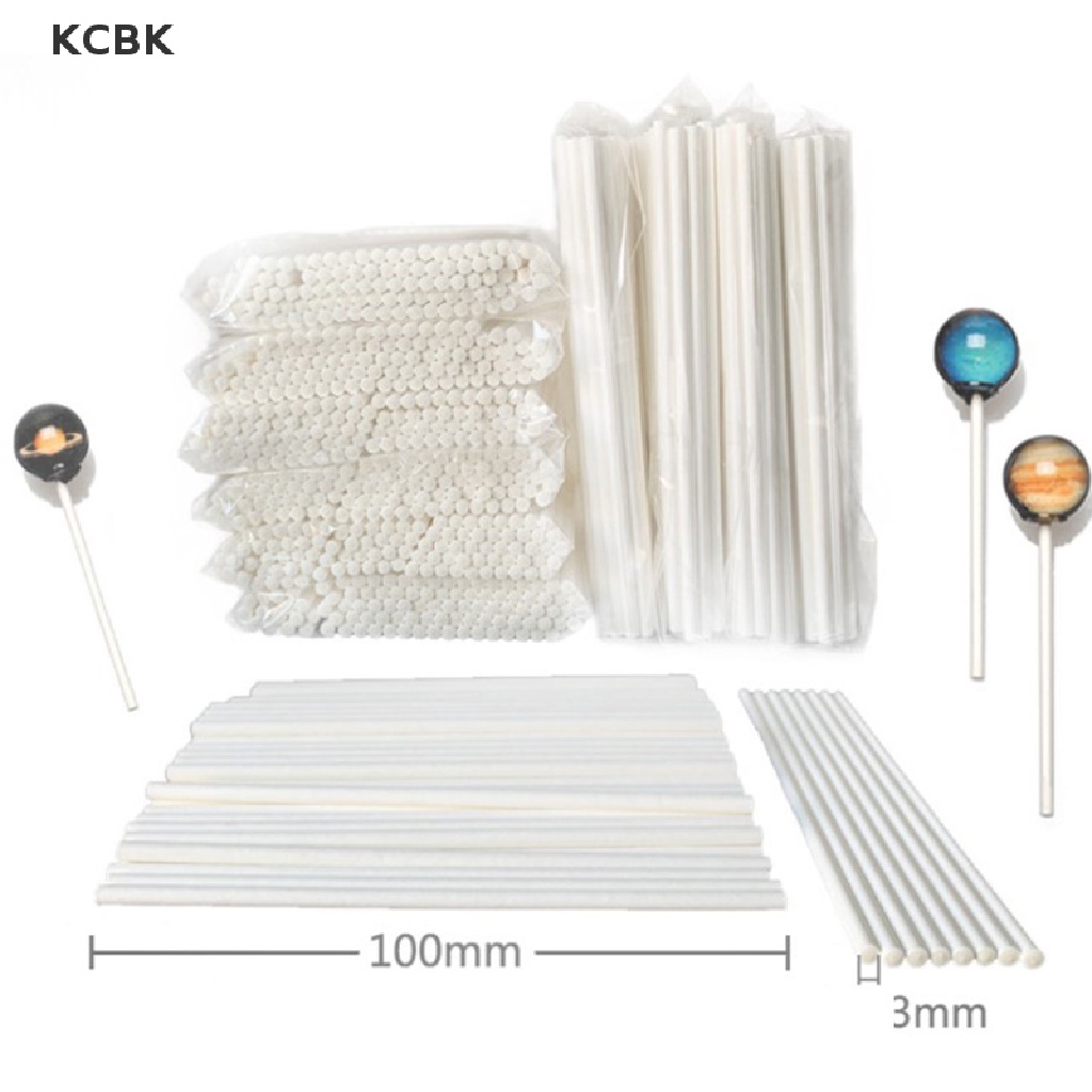 KC 100Pcs Lollipop Cake Paper Stick Pops White Solid Paper Stick Baking DIY Mold BK