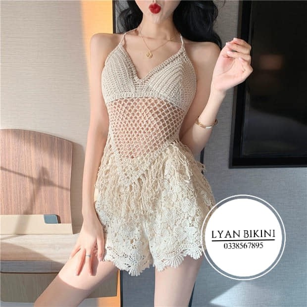 Bikini đồ bơi nữ 2 mảnh áo choàng len móc kín đáo cao cấp đi biển LYAN BIKINI B04 | WebRaoVat - webraovat.net.vn