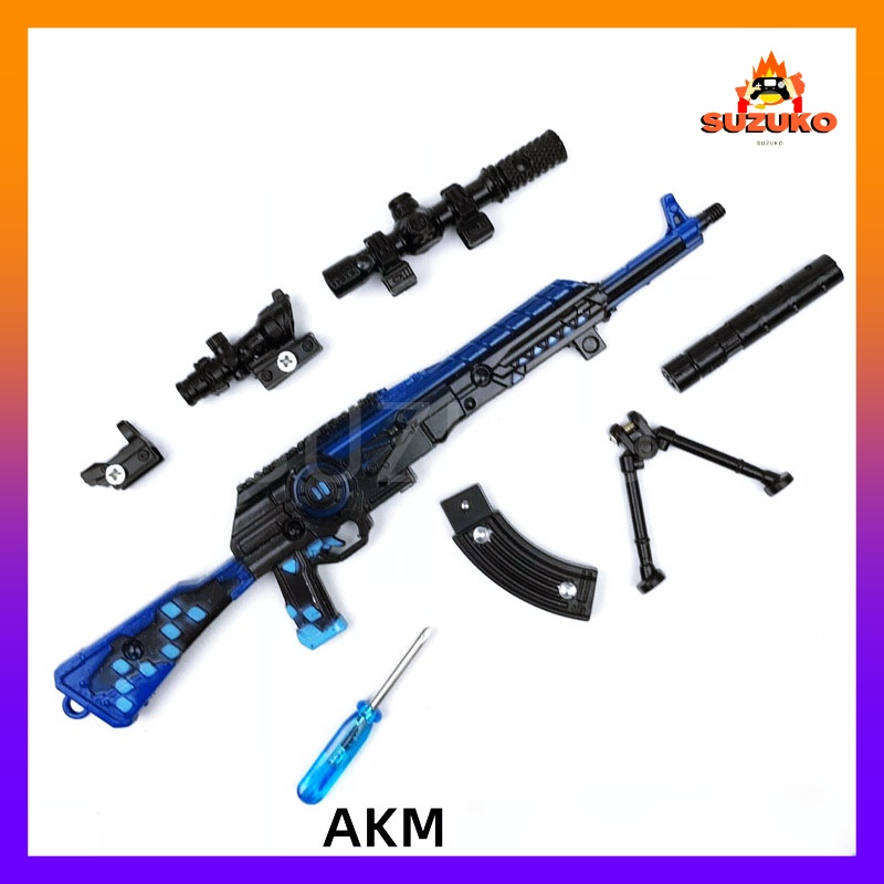 Mô hình súng kim loại lắp ráp pubg, csgo free fire đồ chơi lắp ráp AKM PEL Roaring Dreamer nhân vật dài 20cm sưu tầm