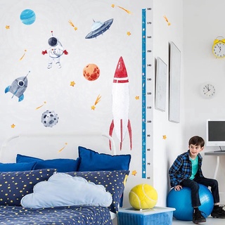【Zooyoo】Cartoon space rocket height wall stickers home decoration stickers