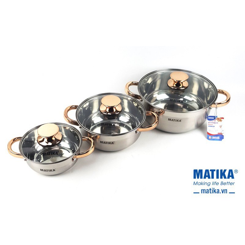 BỘ NỒI CAO CẤP INOX 3 ĐÁY MATIKA MTK-C3