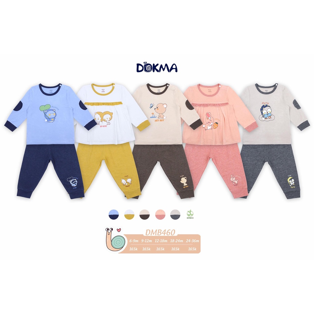 Bộ dài tay cài vai thu đông DMB460 hiệu Dokma size 6-36M Tiệm Nhà Sóc
