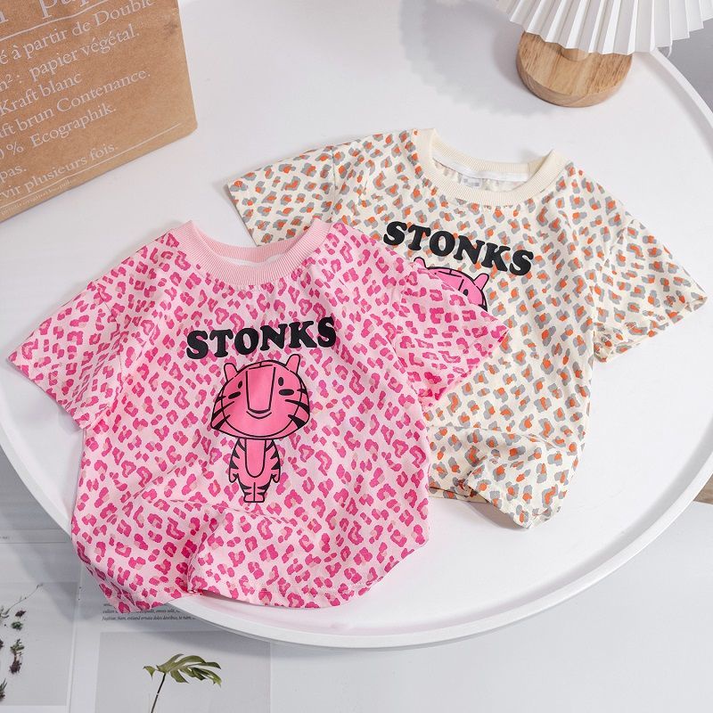 Áo Thun Cotton Tay Ngắn Cổ Tròn Dáng Rộng Kiểu Hoạt Hình Xinh Xắn Cho Bạn Gái