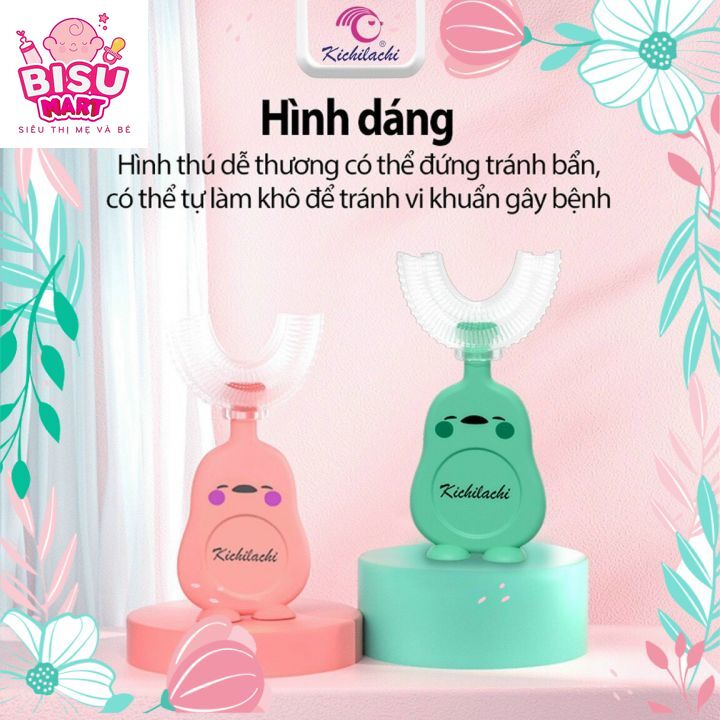 BÀN CHẢI ĐÁNH RĂNG SILICONE CHỮ U KICHILACHI CHO BÉ