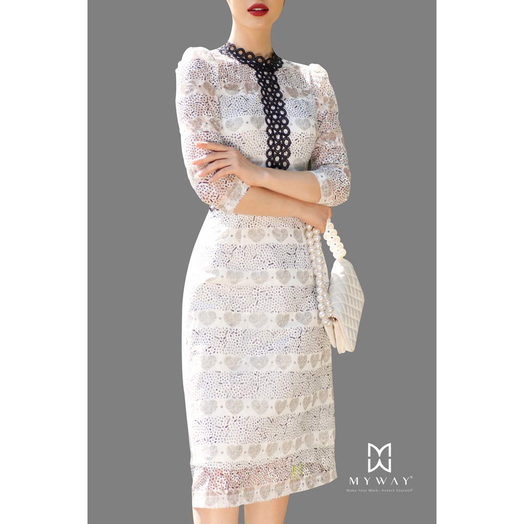 Đầm Ren Nữ Công Sở MY WAY Dáng A Tay Bồng Sang Trọng 6MD0875 HT0