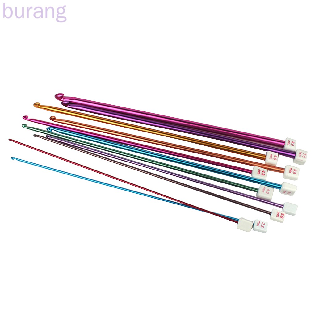 11pcs/set Crochet Hook Needles Set Multicolor Aluminum Hook Kits Knitting Tools Accessory Random Color