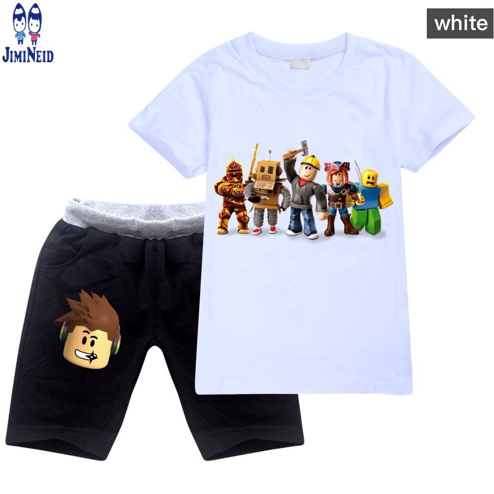 【JD】Cute Baby ROBLOX Shirts Kids Boys Girls Clothing Cartoon Cotton Short Sleeve T shirt+Shorts 2pcs/set