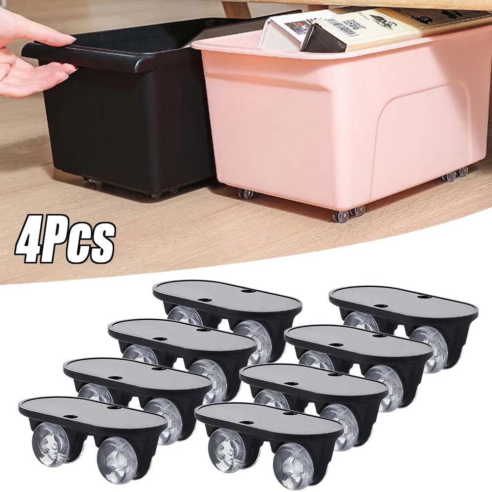 Bộ 4 Bánh Xe Lăn / Thùng Rác Mini Tự Dính Không Gây Tiếng Ồn Không Trầy Xước Tiện Dụng Cho Đồ Nội Thất Gia Đình