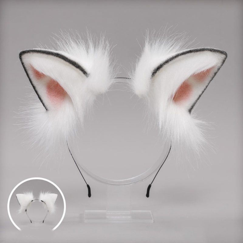 Băng Đô Tai Mèo Phối Lông Xù Phong Cách Lolita Đáng Yêu Dành Cho Nữ