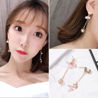 Bông Khuyên Tai Dài Hàn Quốc Tuần Lộc Hồng Siêu Nữ Tính ^^