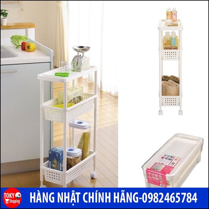 Kệ để đồ nhà bếp 3 tầng cao cấp có bánh xe Hàng Nhập Khẩu Từ Nhật