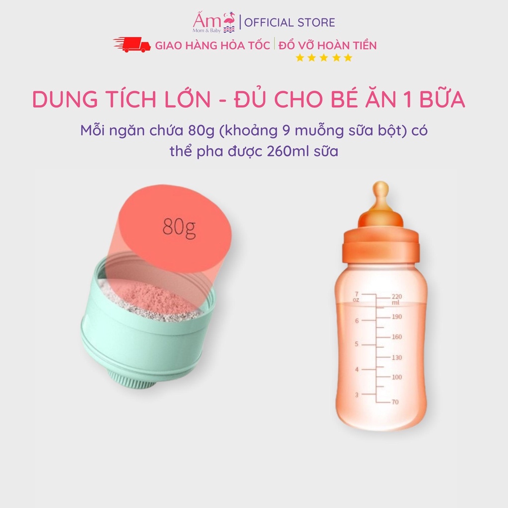 Hộp Chia Sữa Cho Bé Ấm Baby Misuta Đựng Thức Ăn 3 Tầng Ấm Gift Decor