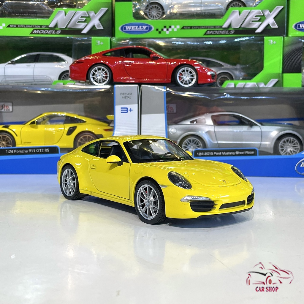 Mô hình xe ô tô Porsche 911 Carrera S Hãng Welly tỉ lệ 1:24 màu vàng