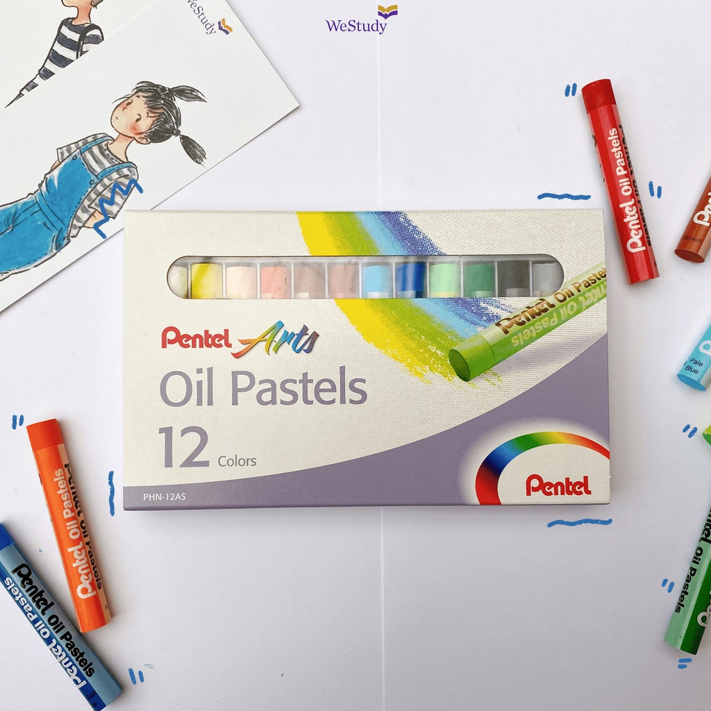 Hộp màu sáp dầu Pentel  - TẶNG KÈM BOOKMARKS