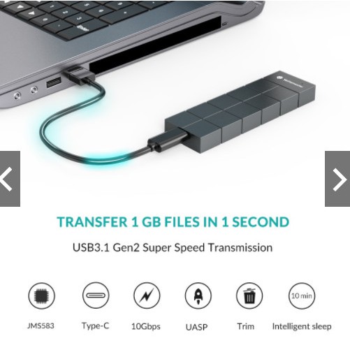 Box chuyển SSD M.2 NVME to USB Type C Yottamaster NVM1-C3