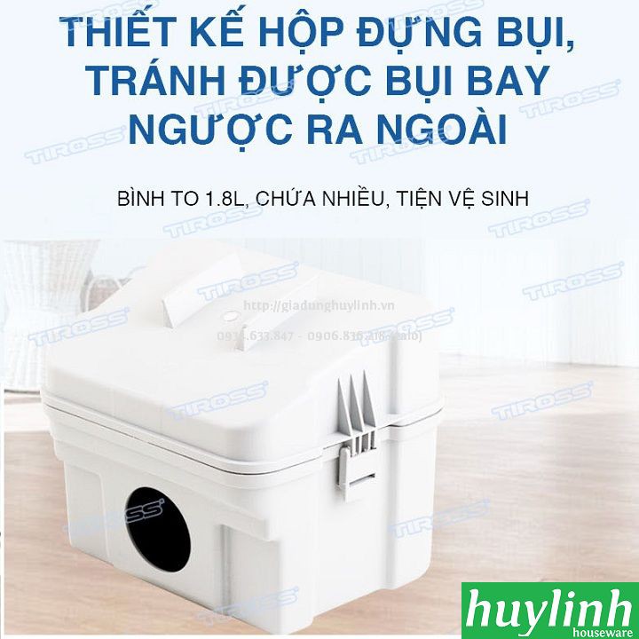 [Mã ELHAMS5 giảm 6% đơn 300K] Máy hút bụi Tiross TS9304 - 1.8 lít - 1600W - Malaysia