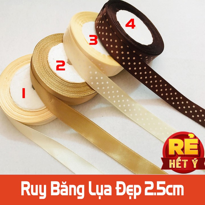 (Lẻ mét)Ruy Băng Lụa Đẹp 2cm - Đồng giá 3k/mét