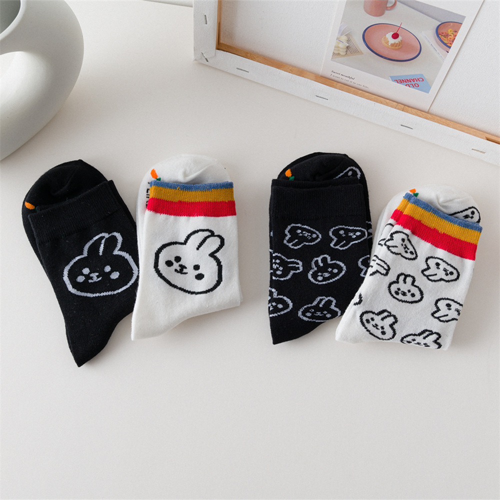Vớ cotton cổ cao họa tiết tùy chọn đáng yêu cho nam và nữ