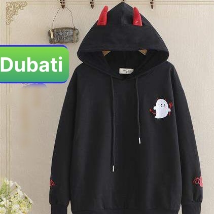 ÁO KHOÁC NỈ HOODIE NAM NỮ HỌA TIẾT MA CUTE CHẤT NỈ DÀY MỊN FROM RỘNG- DUBATI FASHION