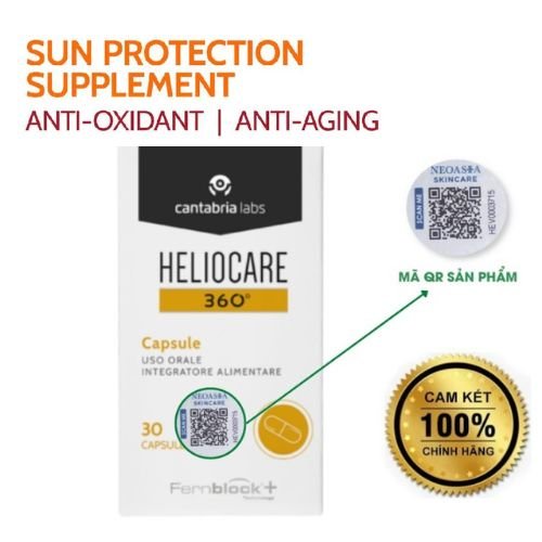 Viên uống chống nắng nội sinh - Chống nắng toàn diện Heliocare 360 Oral hộp 30 viên