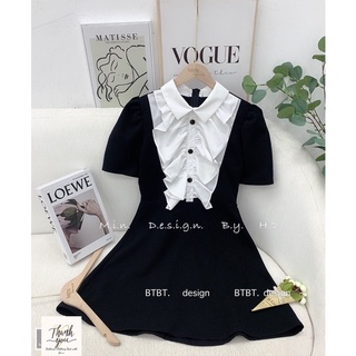 Váy cổ sơ mi xếp ly trắng