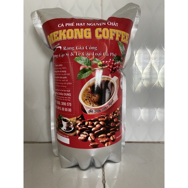 CÀ PHÊ HẠT RANG MEKONG COFFEE ĐÓNG GÓI TÚI ZIPPER 500g