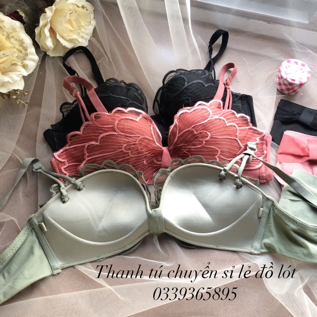 Bộ đồ lót cúp ren chống tụt, đẩy ngực tạo khe (không gọng) cánh tiên | BigBuy360 - bigbuy360.vn
