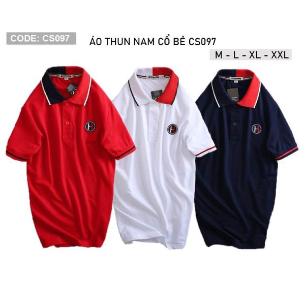 Áo thun nam cổ bẻ H cao cấp màu trắng, xanh đen, đỏ (size M ->XXL) 097