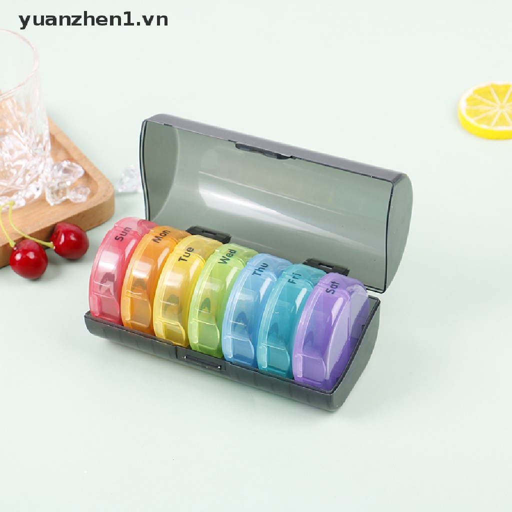 Hộp Đựng Thuốc 2 Lần Màu Đen Sức Chứa Lớn 7 Ngăn Tiện Lợi