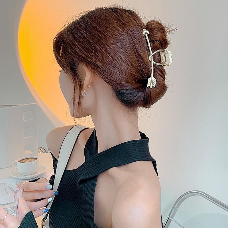 Kẹp Tóc Kim Loại Hình Mũi Tên Xuyên Qua Trái Tim Tình Yêu Phong Cách hip-hop Hàn Quốc Đơn Giản