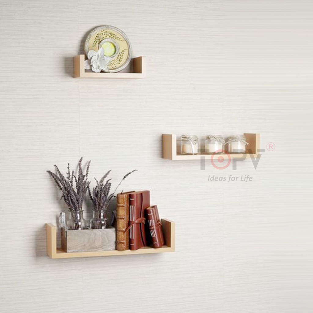 Giá sách treo tường kiêm kệ decor chữ U TopV tủ để đựng đỡ kê vở Giá Kệ Xinh TopV