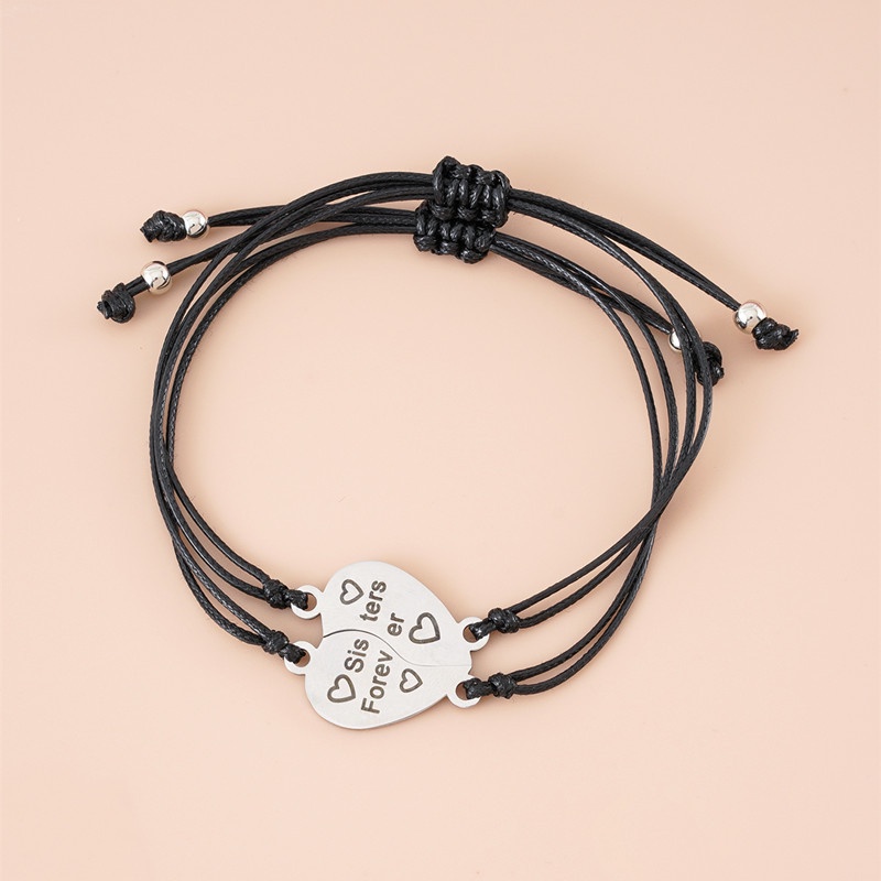 Vòng Tay Dây Bện Mặt Hợp Kim Khắc Chữ Best Friend Forever Love Thời Trang Cho Cặp Đôi
