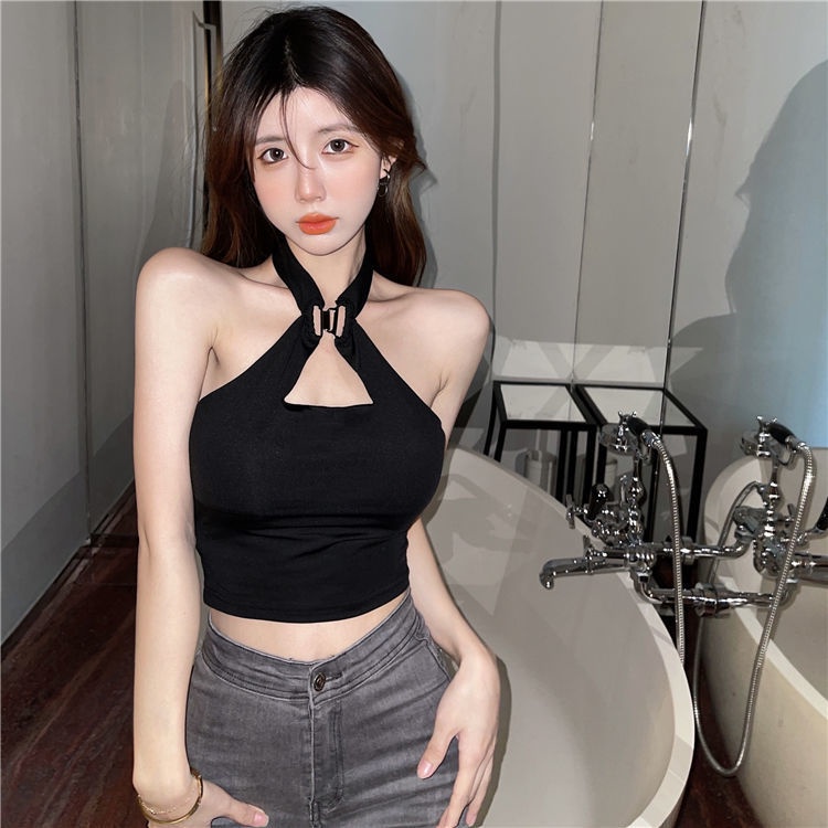 COZOKC COZOK Áo kiểu crop top COZOK cổ yếm không tay thời trang quyến rũ dành cho nữ