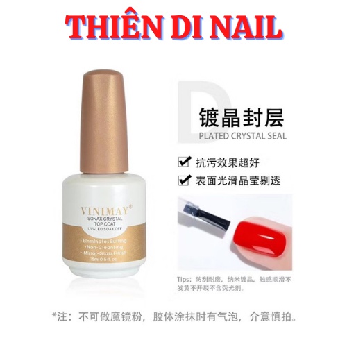 Top kim cương Vinimay siêu bóng siêu bền 15ml, top pha lê Thiên Di Nail