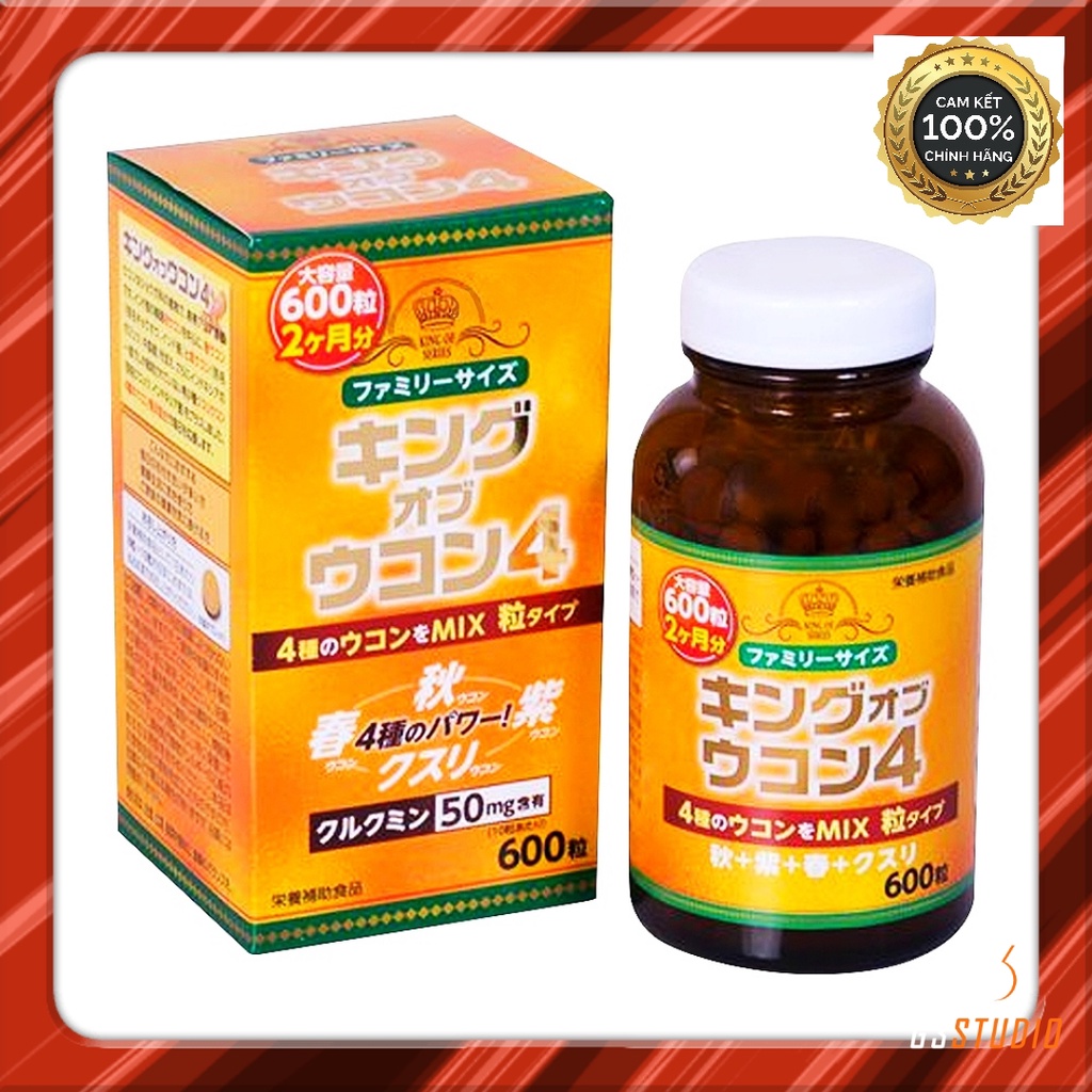 Viên Nghệ Wellness Life Science King Of Ukon 4-Hỗ trợ tiêu hóa, bảo vệ niêm mạc dạ dày,Chống oxy hóa H/600v