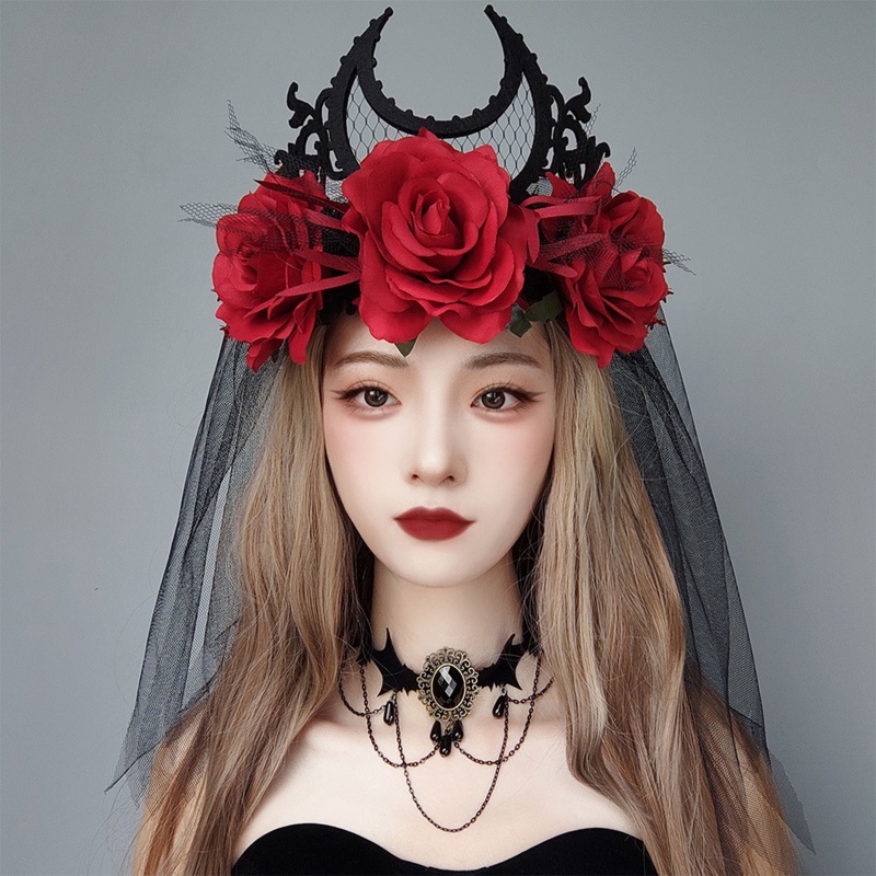 Băng Đô Cài Tóc Hình Vương Miện Màu Đen Phong Cách Gothic