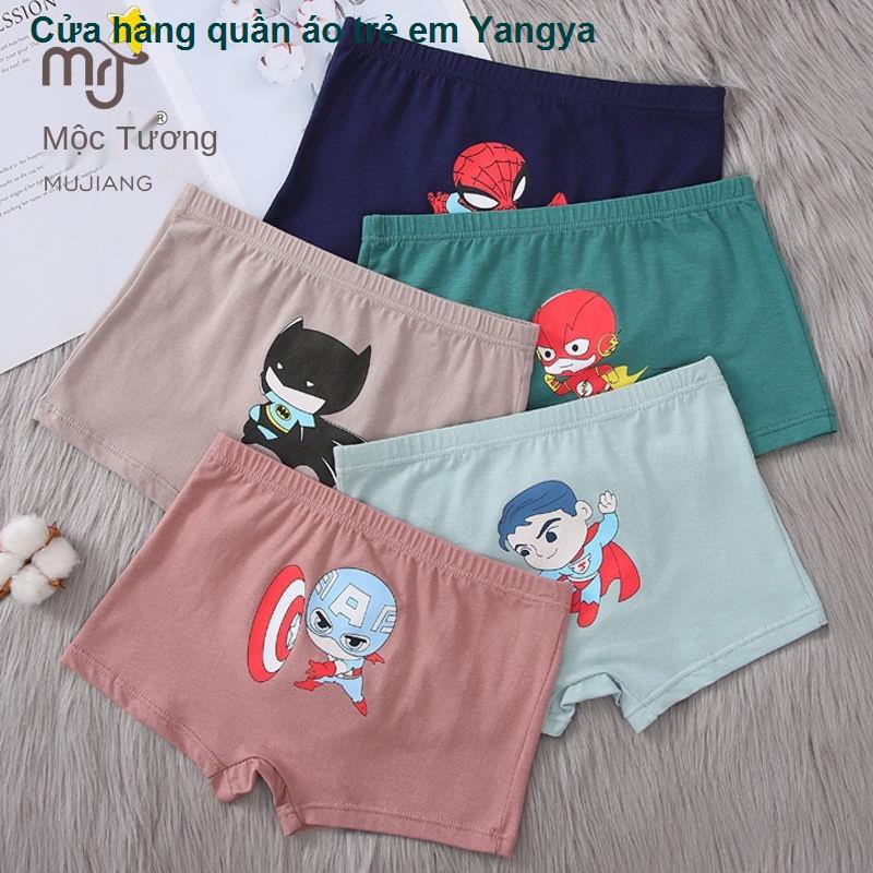 Đồ lót trẻ em, cotton nam, bé trai vừa, nhỏ và lớn, trẻ em học sinh, quần đùi boxer trẻ em, phim hoạt hình anime thoáng