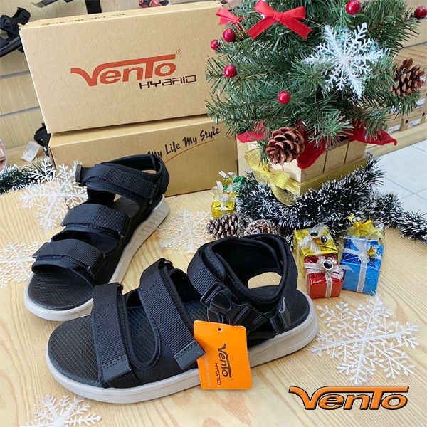 Giày Sandal Vento Nam Nữ SD-NB03 Đen Ghi - Thiết Kế Ba Quai Cá Tính BST Streerwear