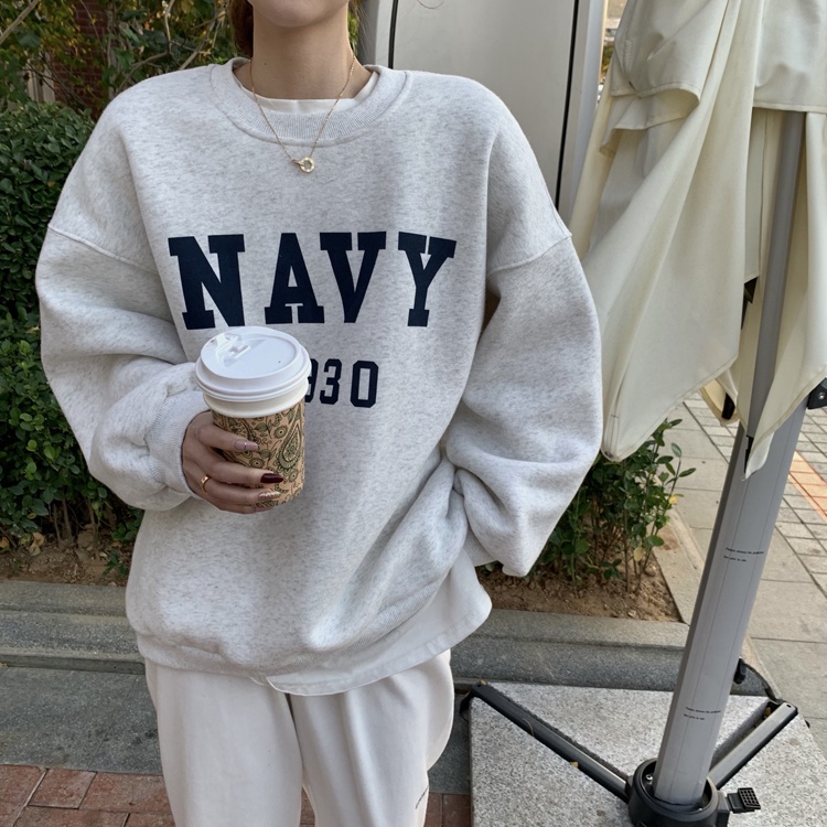 Porozi  Áo sweater cổ tròn tay dài dáng rộng phong cách thời trang hàn quốc cho nữ