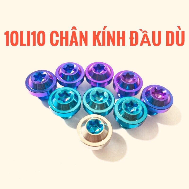 (Chuẩn Gr5) Ốc titan chân kính 10li ren thuận và ren nghịch