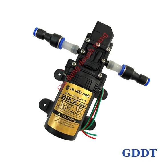 Máy bơm nước mini 12v, Máy bơm phun sương việt nhật kèm đầu chuyển nối nhanh 12mm ra 8mm