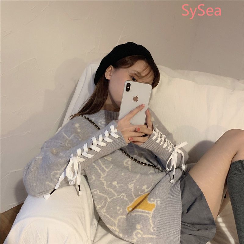 Áo sweater tay dài dáng rộng phong cách Hàn Quốc thời trang mùa đông dành cho nữ