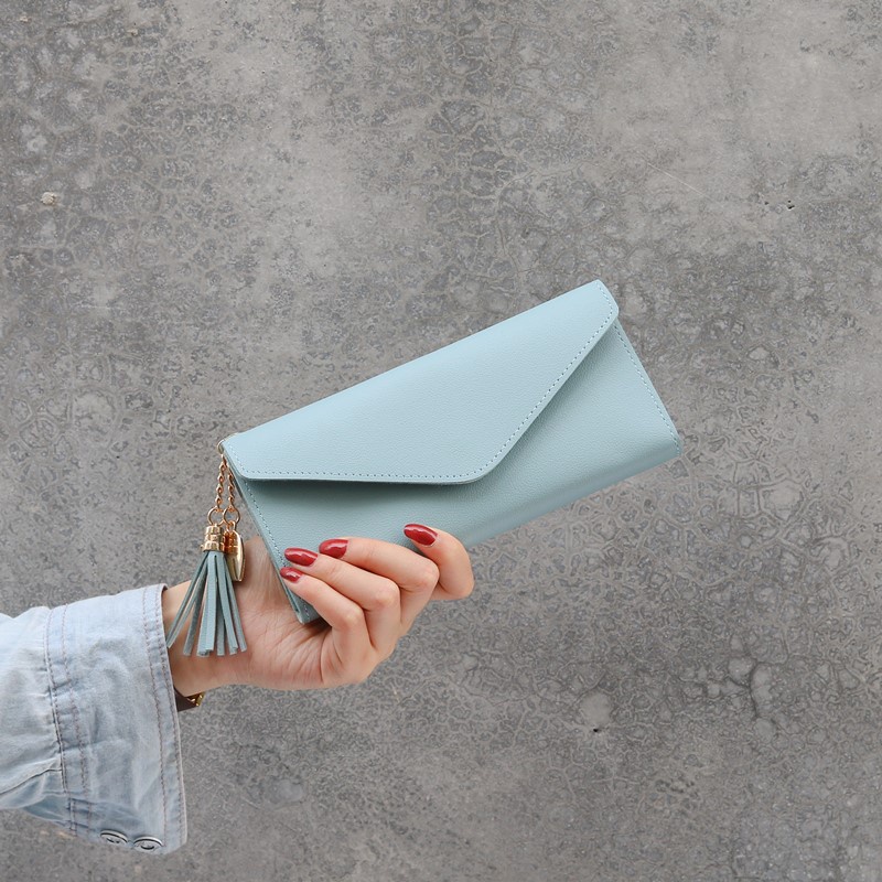 Ví dài cầm tay đa năng gắn dây trái tim đơn giản thời trang cho nữ IELGY