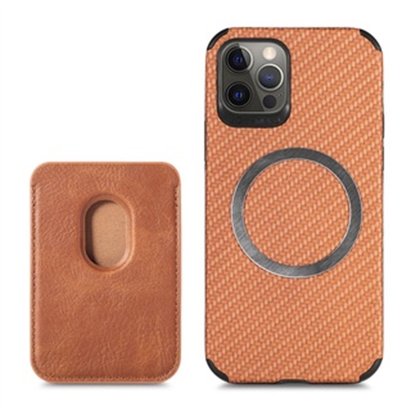 Phù Hợp Ốp Điện Thoại Họa Tiết Sợi Carbon Kèm Ngăn Đựng Thẻ Từ Tính Cho IPhone 13 Pro Max 12 12