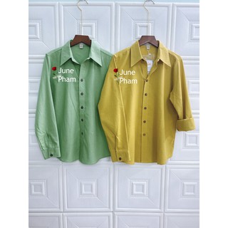 JUNE A06. Áo sơ mi tay dài Linen. Form basic. Có size lớn.