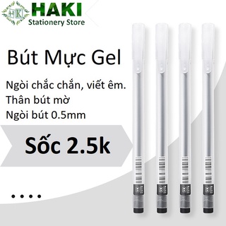 Bút bi nước văn phòng mực gel 0.5mm HAKI mực đều nét chữ đẹp đủ màu xanh đen đỏ B18