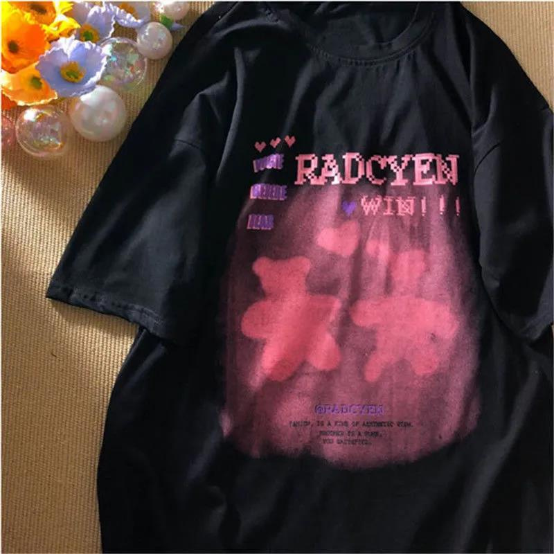 100% cotton Áo Thun Nữ Tay Ngắn In Họa Tiết Graffiti Phong Cách Hàn Quốc 2023