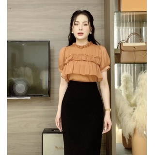 Áo sơ mi nữ ngắn tay cổ tròn bèo thân ZYM'S HOUSE K1294, K1295
