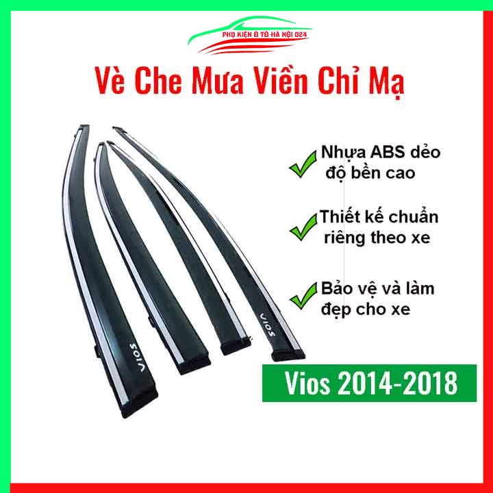 Vè che mưa cho xe ô tô Vios 2014-2018 chỉ mạ gương